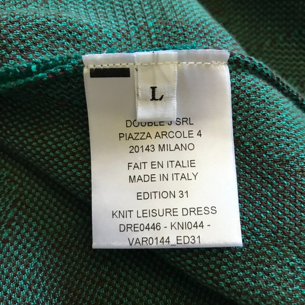 NWT La DoubleJ Diamonds Jacquard Knit Maxi Dress Womens Large Green Crew Neck - Picture 10 of 13